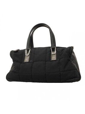 Chanel Handbag Choco Bar Nylon Black Silver